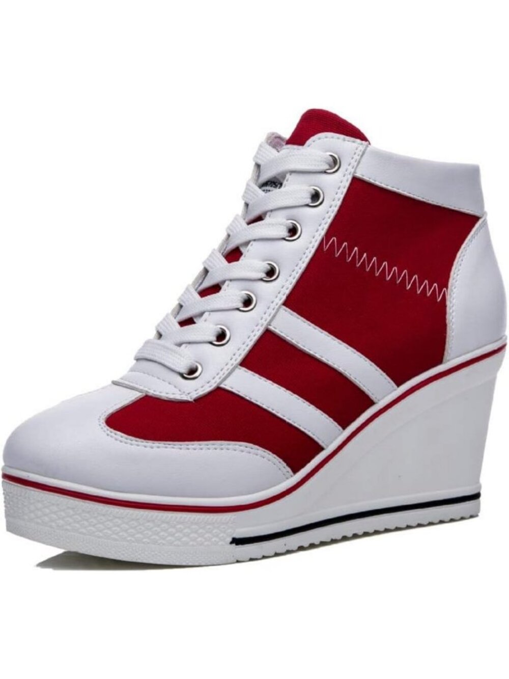Stylish Women’s Wedge Sneakers - Platform High Heel Ankle Booties, Casual Canvas